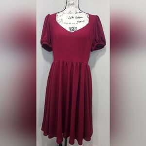 Laura Byrnes Women's Pin Up Lucrezia Day Swing Dress Maroon Size XL NWOT